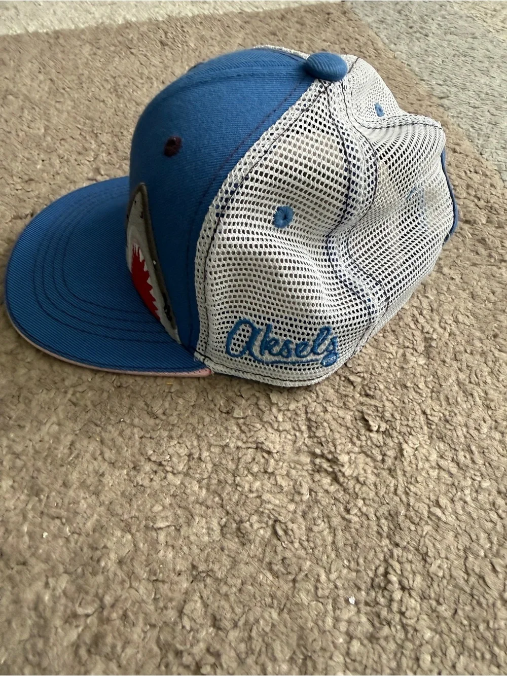 Blue Kids Shark Flatbill Trucker SnapBack Aksels Hat- Ages 2-8